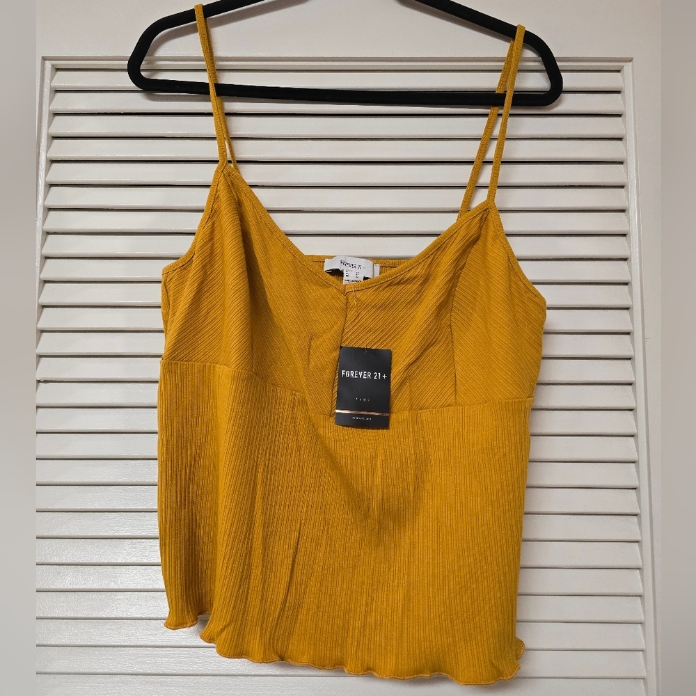 Forever 21 - (NWT) Yellow Ribbed Sleeveless Crop Top With Adjustable Straps